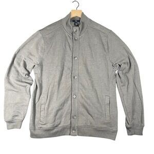 Gap Mens Gray Snap Button Jacket‎ Sweatshirt Cardigan Size Large Casual Classic